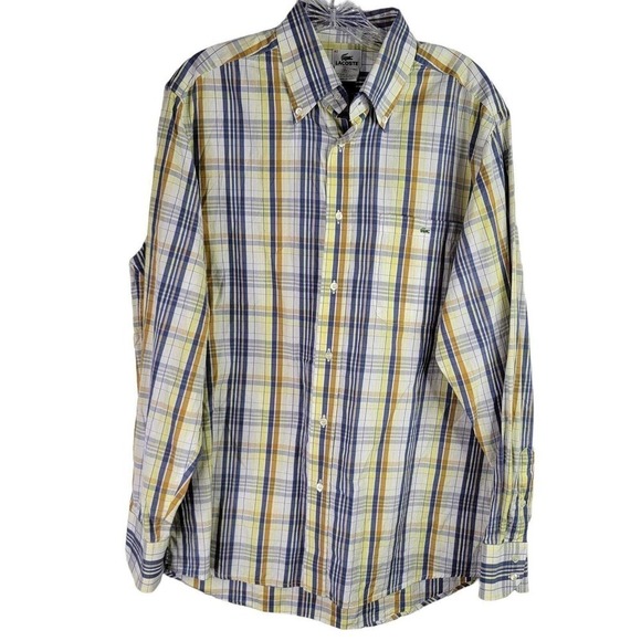 Lacoste Men’s Shirt L 42 White Regular Fit LS Button Up Cotton Pocket Logo - Picture 2 of 10